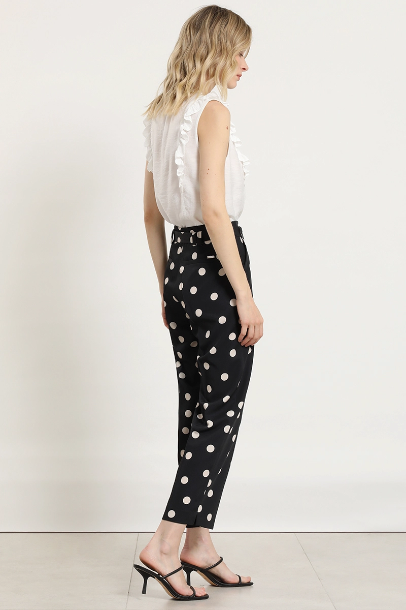 PANTALON SASTRE, LUNARES, CINTURON, BEIGE LIOLA - 6