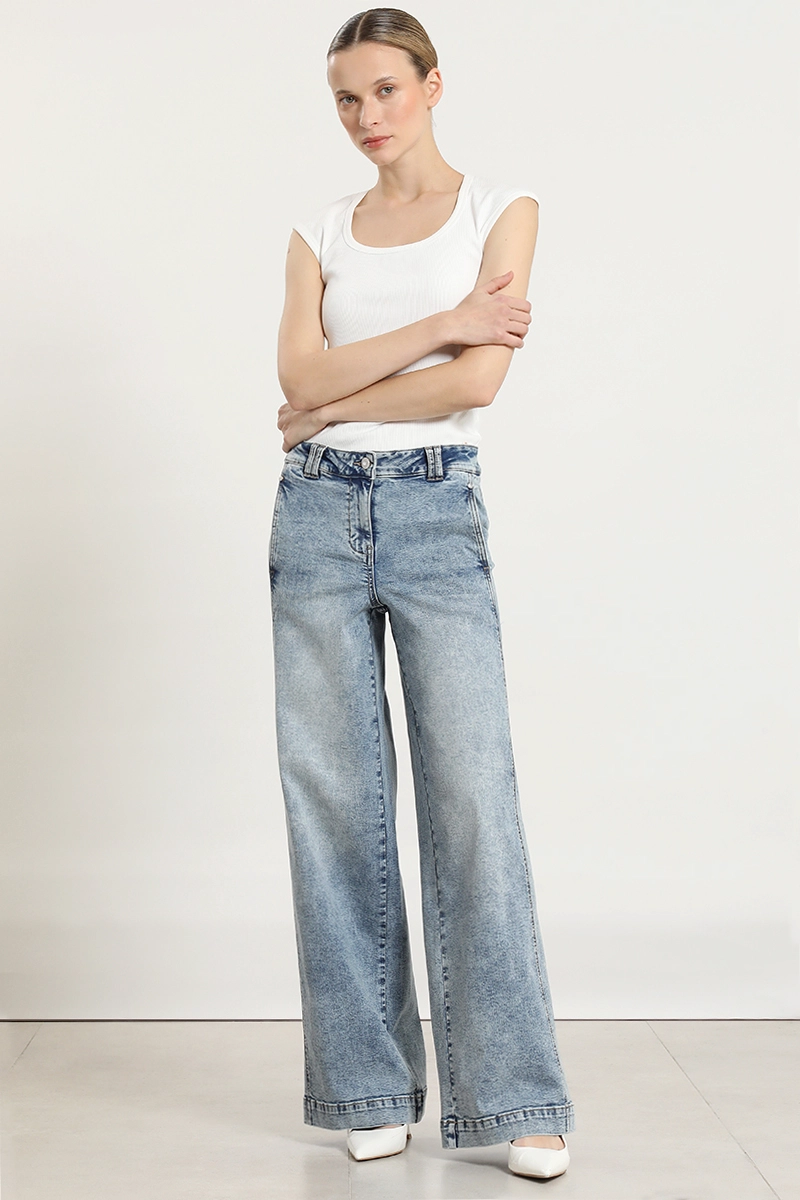 JEANS PALAZZO, TIRO ALTO, CELESTE LIOLA - 1