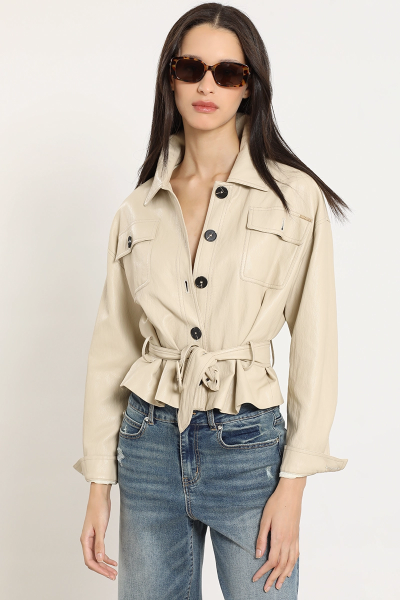 CHAQUETA EFECTO CUERO, BEIGE LIOLA - 1