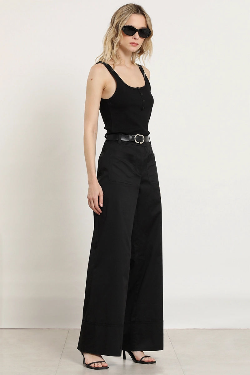 PANTALON PALAZZO, TIRO ALTO, NEGRO LIOLA - 2