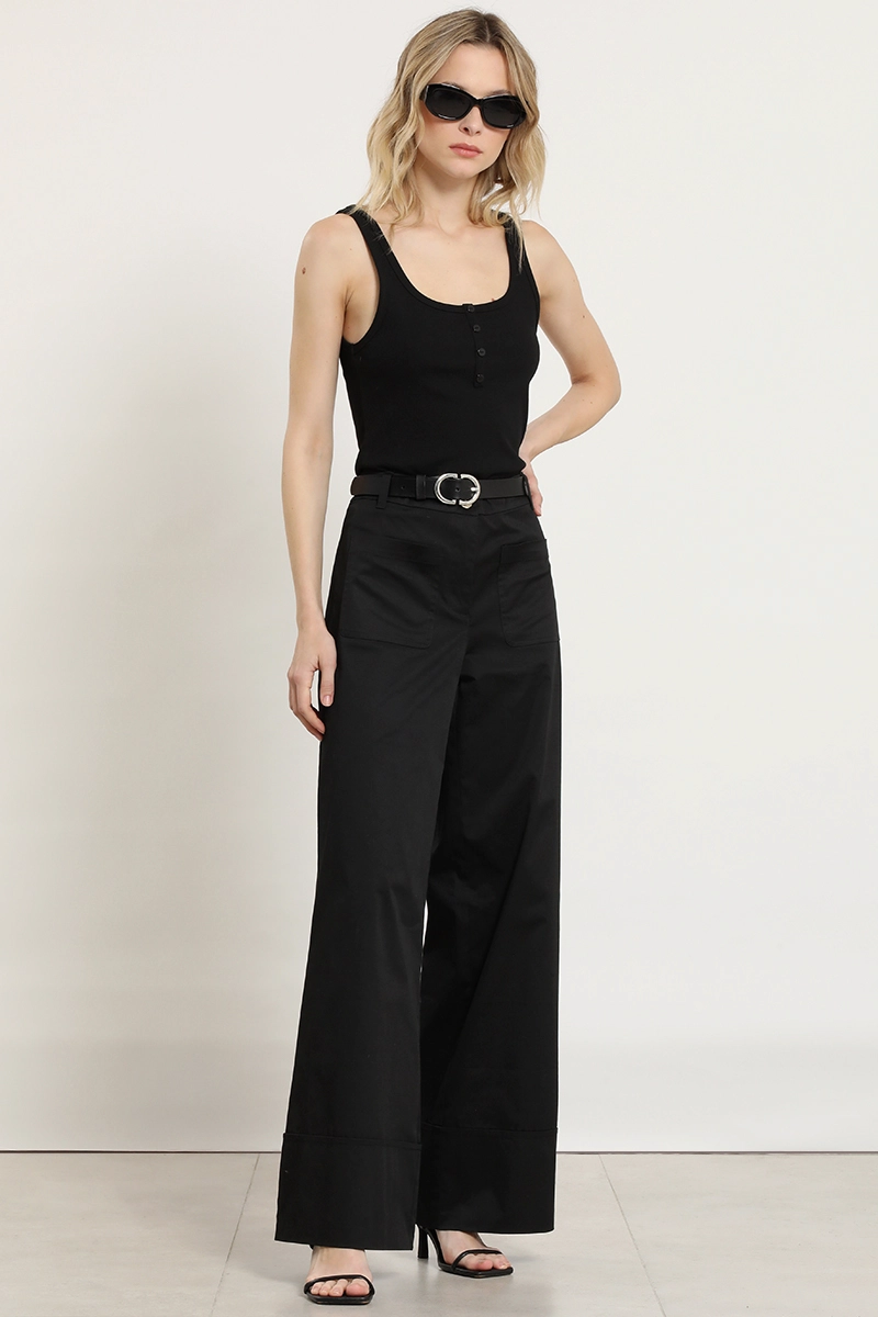 PANTALON PALAZZO, TIRO ALTO, NEGRO LIOLA - 3