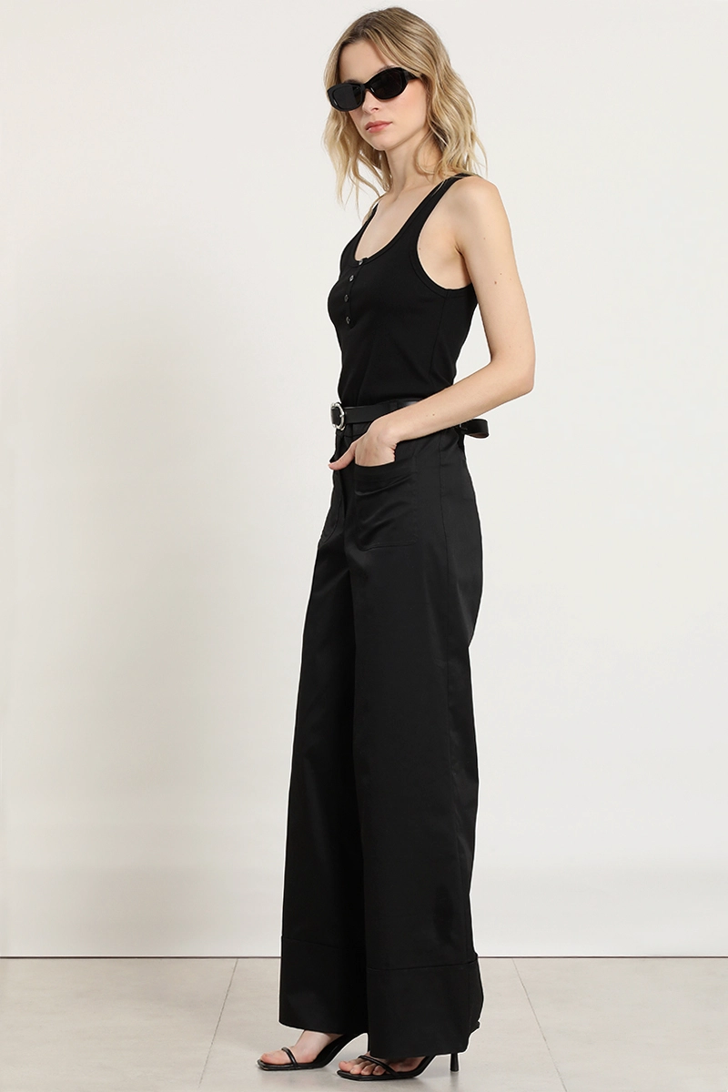 PANTALON PALAZZO, TIRO ALTO, NEGRO LIOLA - 4