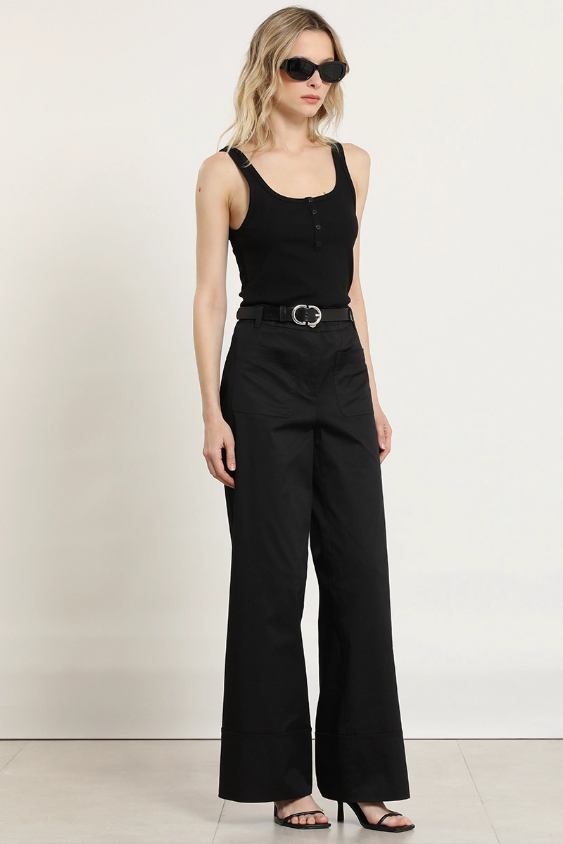 PANTALON PALAZZO, TIRO ALTO, NEGRO LIOLA - 6