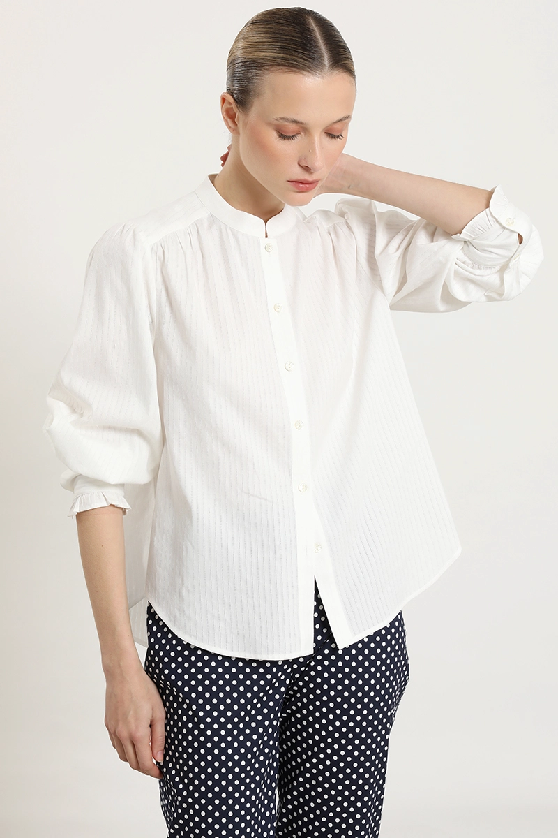BLUSA ALGODON, FANTASIA RAYAS, CRUDO LIOLA - 1