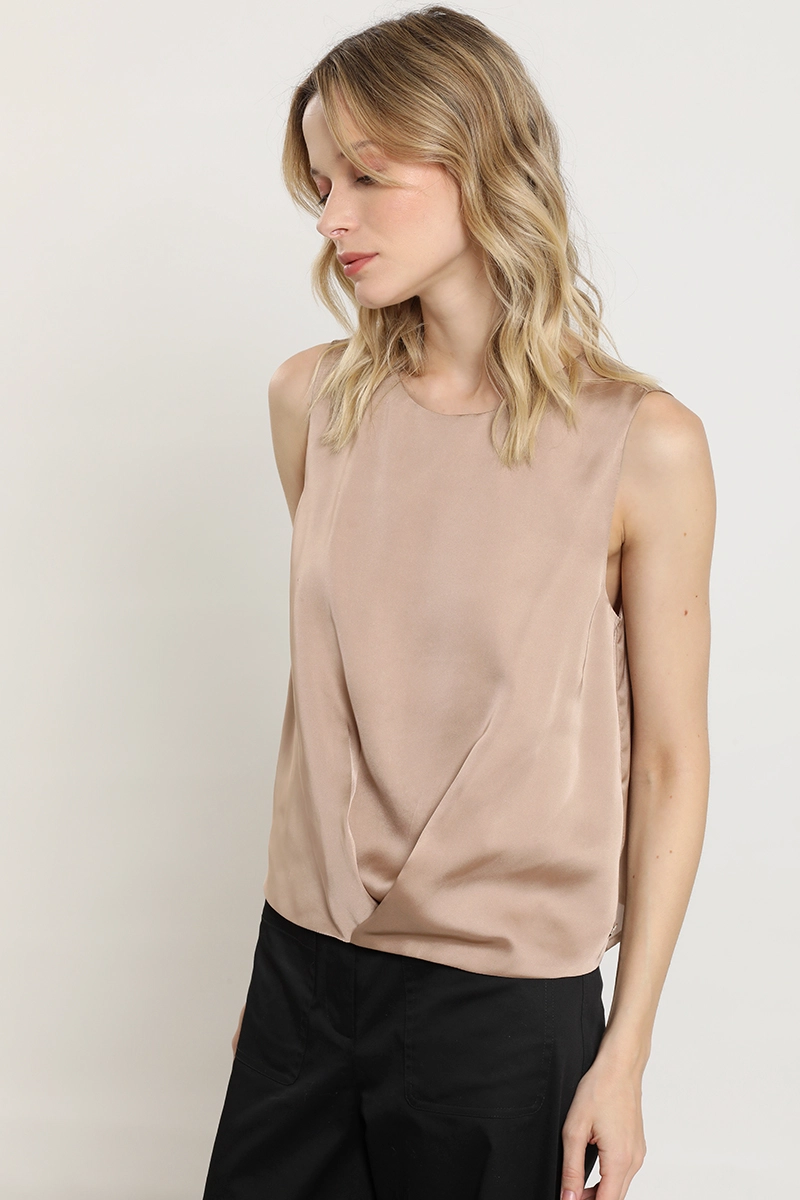 TOP SATINADA SIN MANGA, BEIGE LIOLA - 1