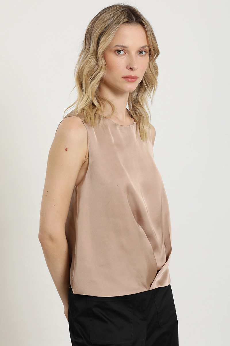 TOP SATINADA SIN MANGA, BEIGE LIOLA - 3