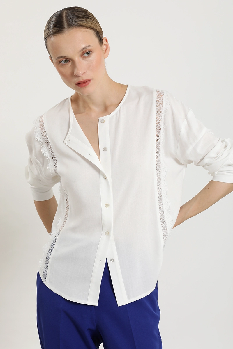BLUSA APLICACION ENCAJE, CRUDO LIOLA - 1
