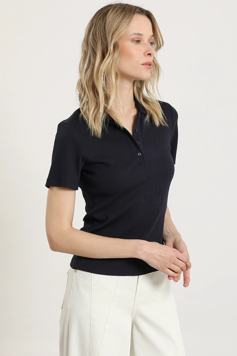 POLERA CUELLO CAMISERO, AZUL MARINO LIOLA - 1