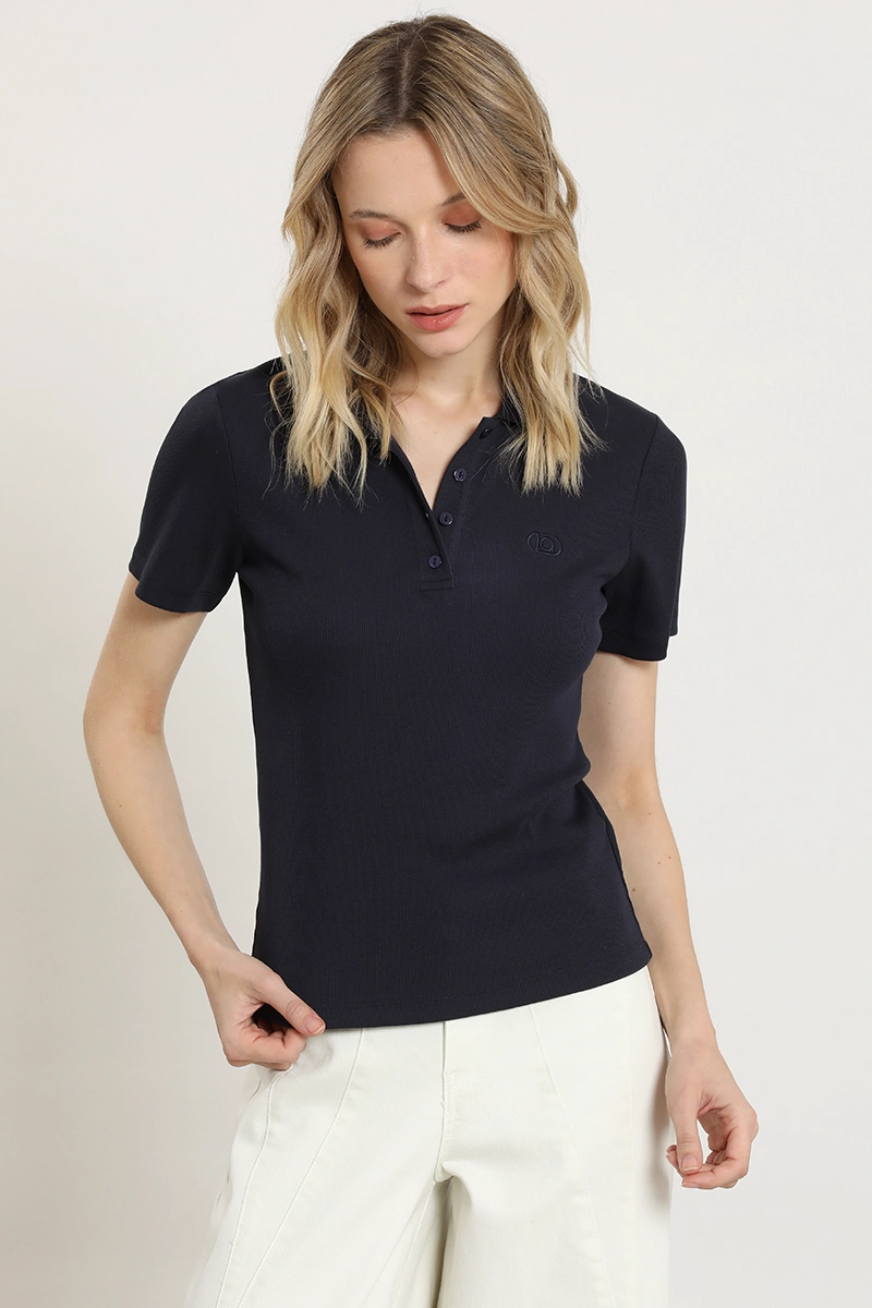 POLERA CUELLO CAMISERO, AZUL MARINO LIOLA - 2