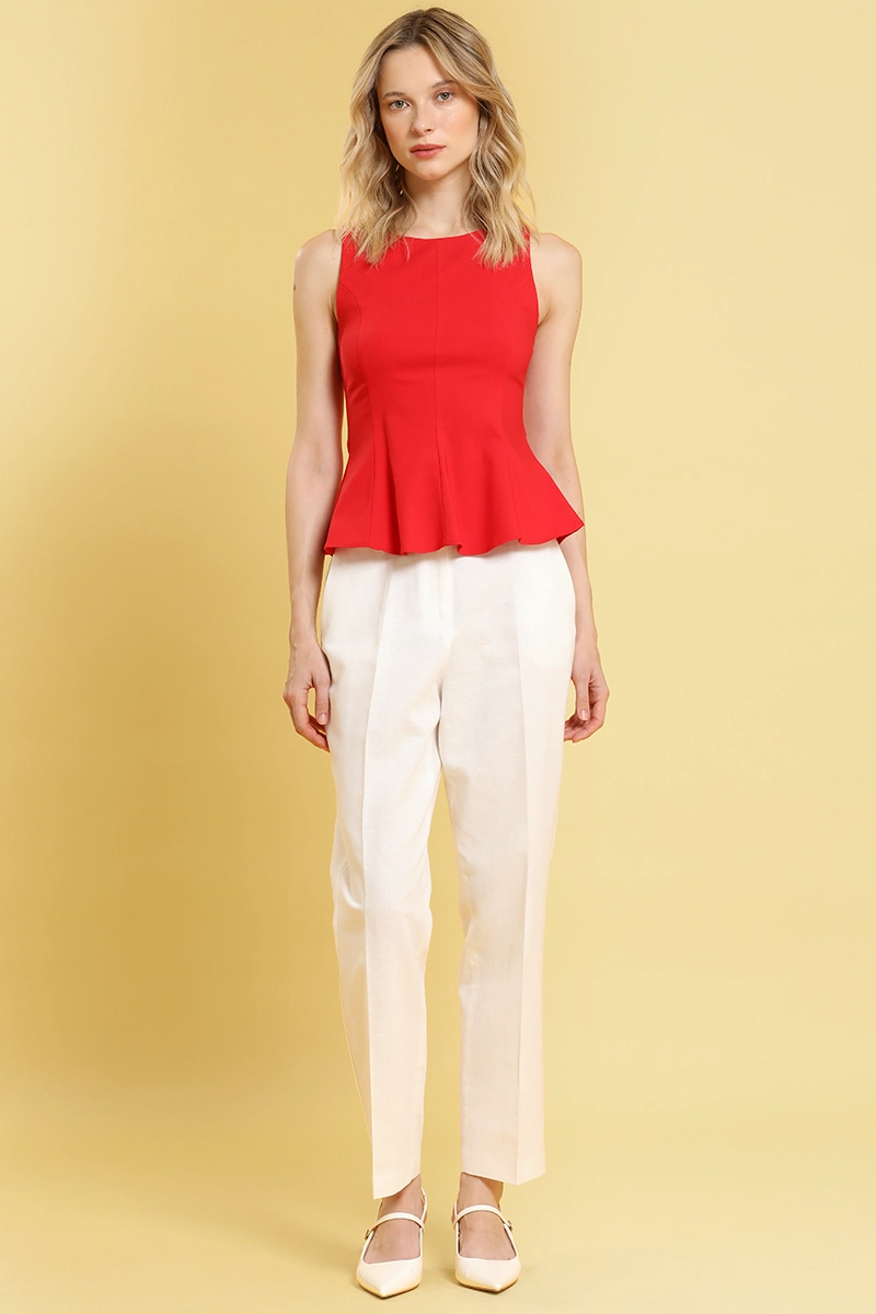TOP PEPLUM CUELLO REDONDO, ROJO LIOLA - 2