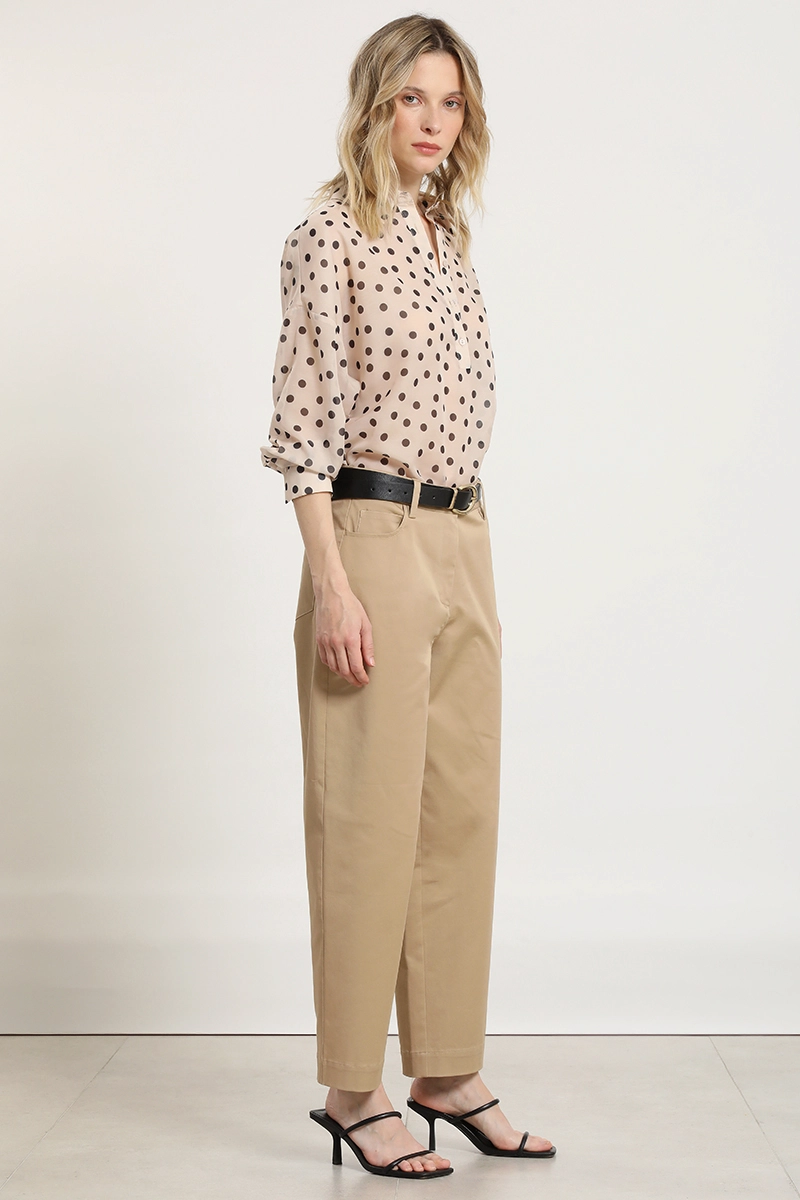 BLUSA SEMITRASNPARENTE LUNARES, BEIGE LIOLA - 2