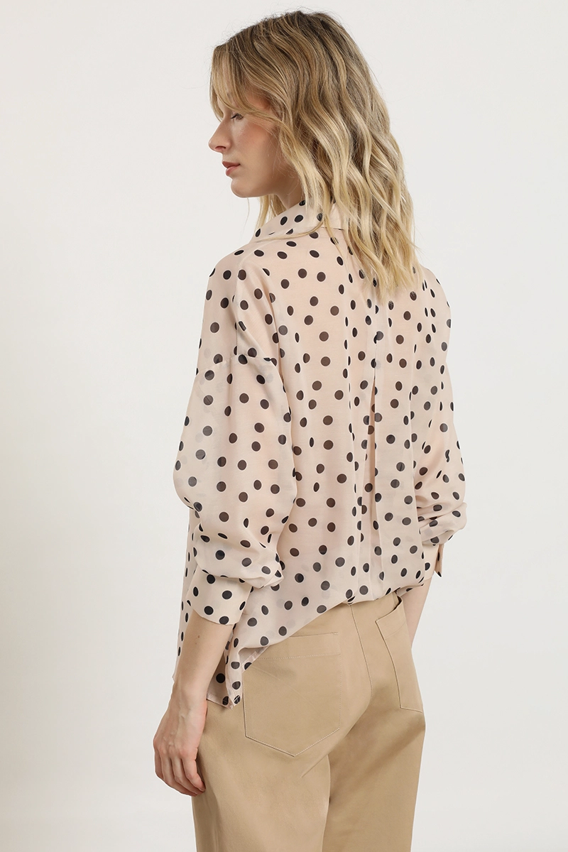 BLUSA SEMITRASNPARENTE LUNARES, BEIGE LIOLA - 6