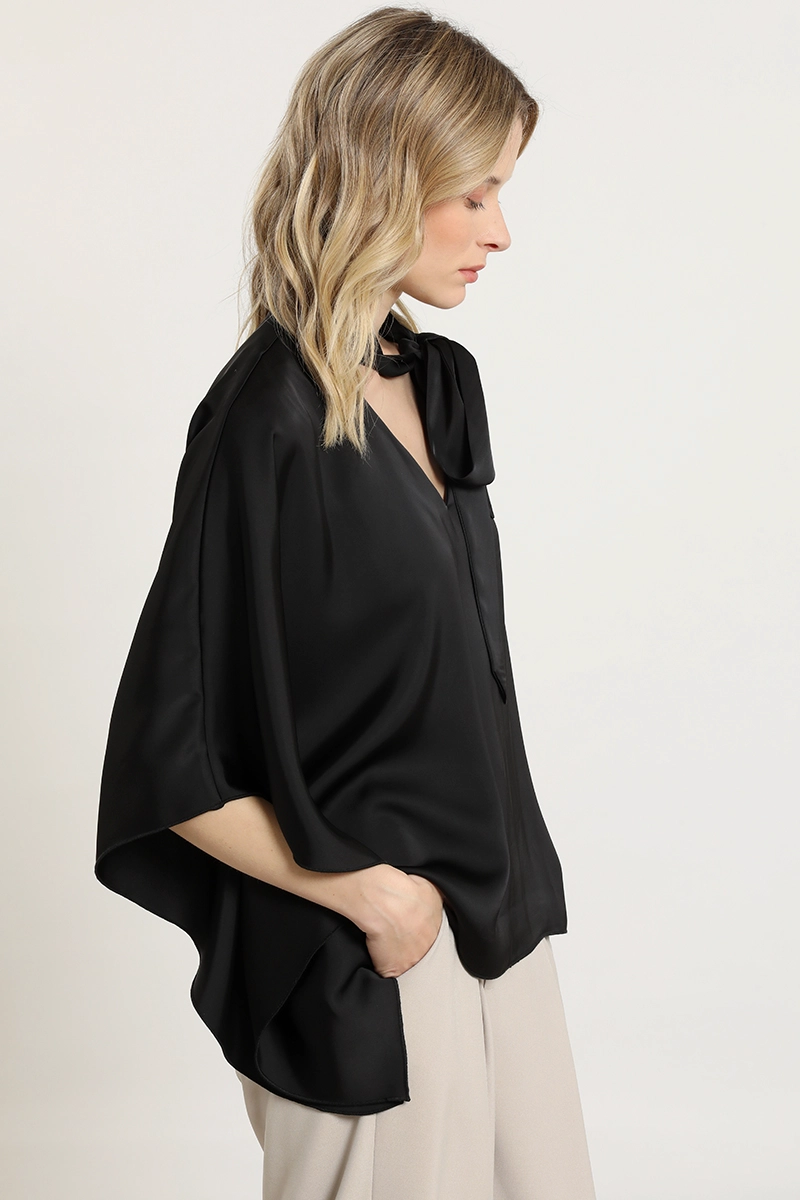BLUSA TUNICA, SATIN LAZADA, NEGRO LIOLA - 3