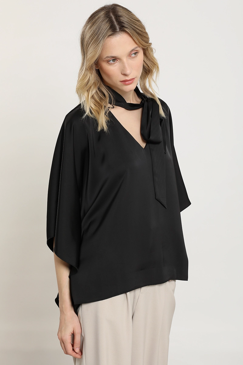 BLUSA TUNICA, SATIN LAZADA, NEGRO LIOLA - 6