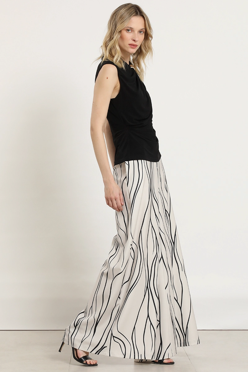 PANTALON ANCHO, ESTAMPADO, BEIGE LIOLA - 4