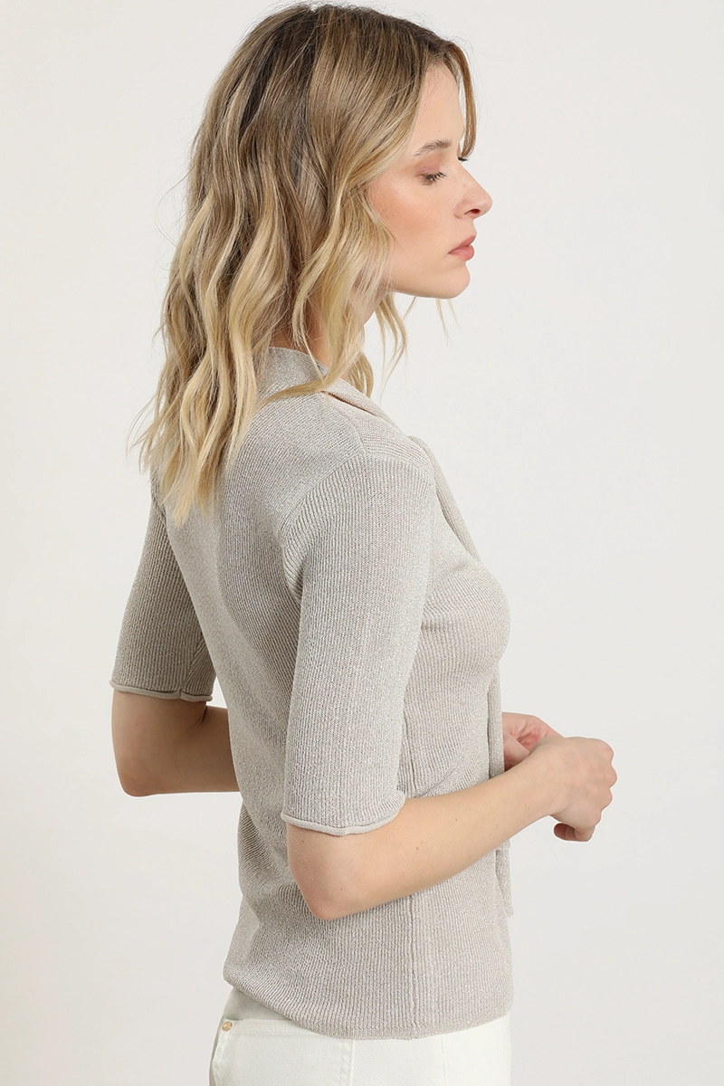CARDIGAN PUNTO, LAZO CUELLO, CRUDO LIOLA - 5