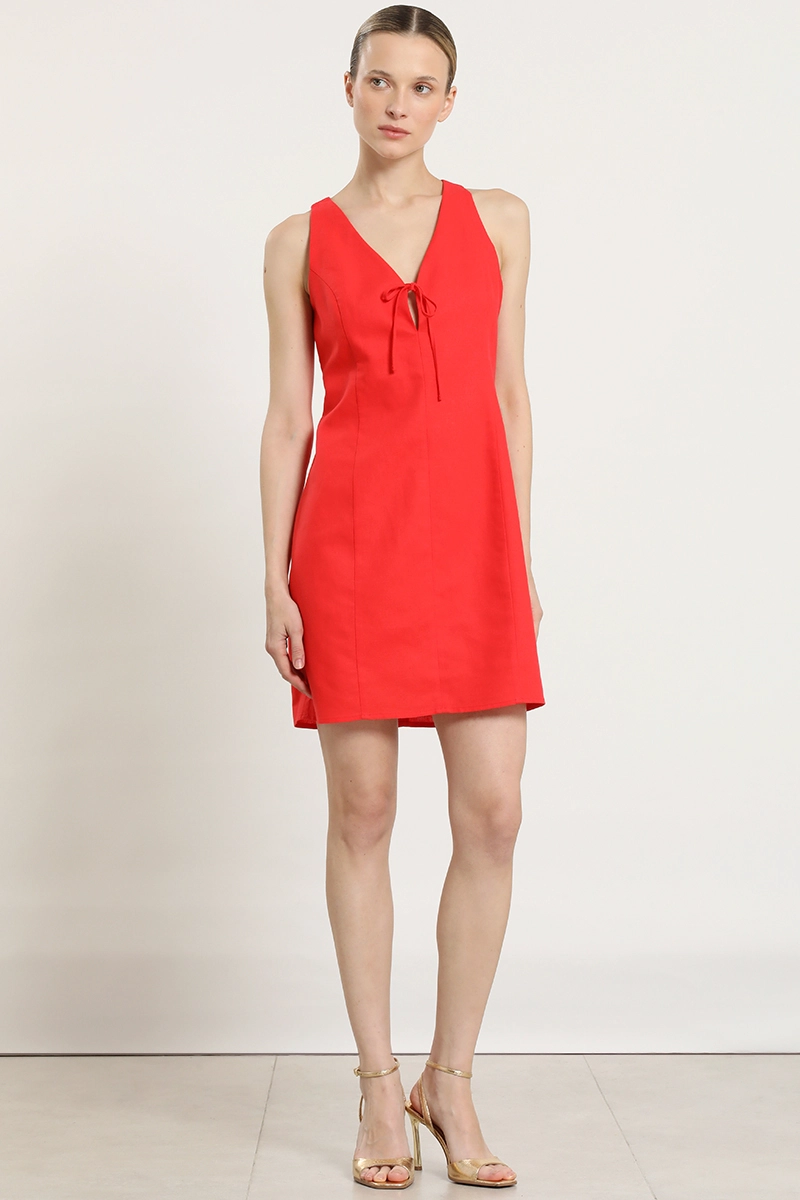VESTIDO CORTO CON LAZO, ROJO LIOLA - 2