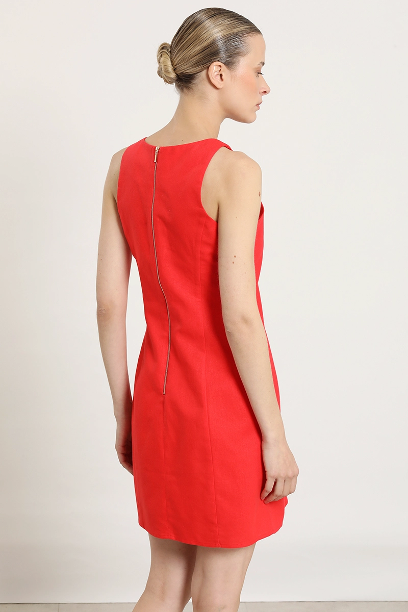 VESTIDO CORTO CON LAZO, ROJO LIOLA - 6