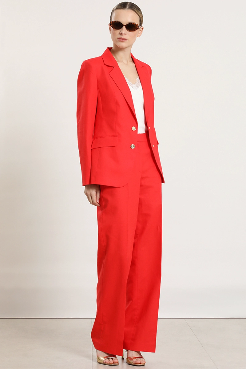 BLAZER ENTALLADO, LINO ALGODON, ROJO LIOLA - 2