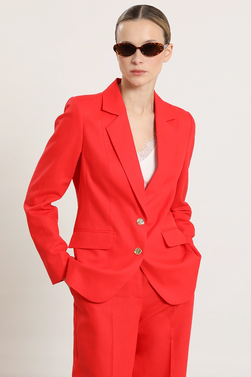BLAZER ENTALLADO, LINO ALGODON, ROJO LIOLA - 6