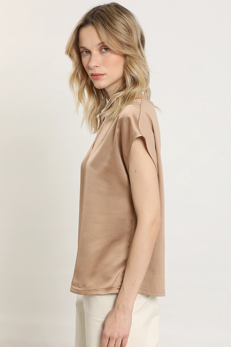 POLERA SATIN, HERRAJE METAL, BEIGE LIOLA - 3