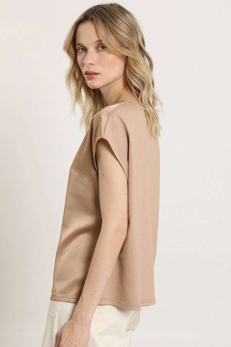 POLERA SATIN, HERRAJE METAL, BEIGE LIOLA - 5