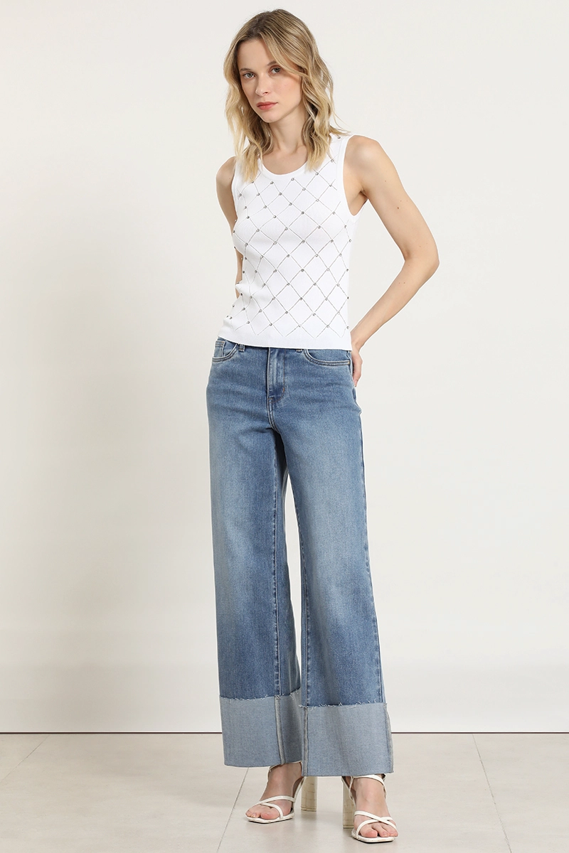 JEANS STRAIGHT, TIRO MEDIO, AZUL LIOLA - 1