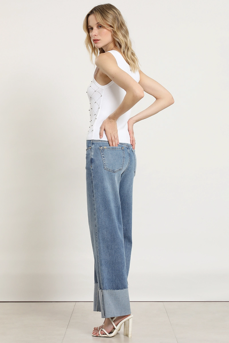 JEANS STRAIGHT, TIRO MEDIO, AZUL LIOLA - 3