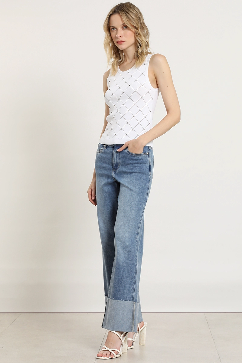 JEANS STRAIGHT, TIRO MEDIO, AZUL LIOLA - 4