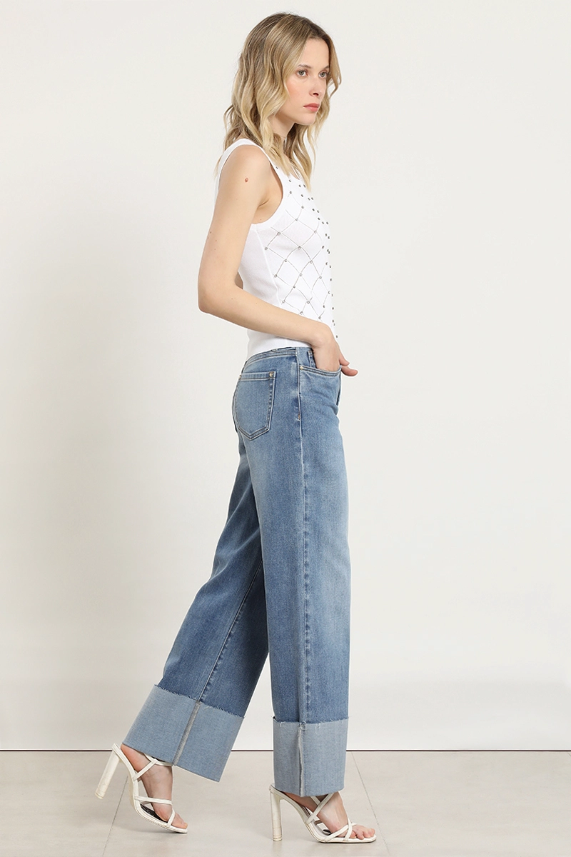 JEANS STRAIGHT, TIRO MEDIO, AZUL LIOLA - 5
