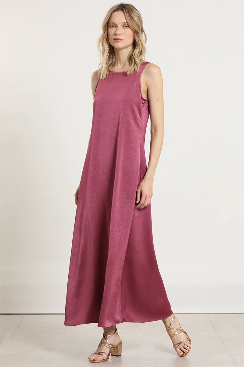 VESTIDO MAXI SATINADO, GUINDA LIOLA - 1