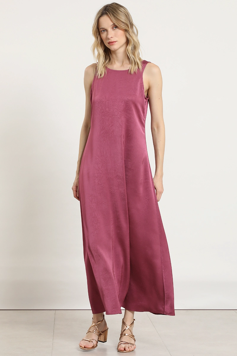 VESTIDO MAXI SATINADO, GUINDA LIOLA - 4