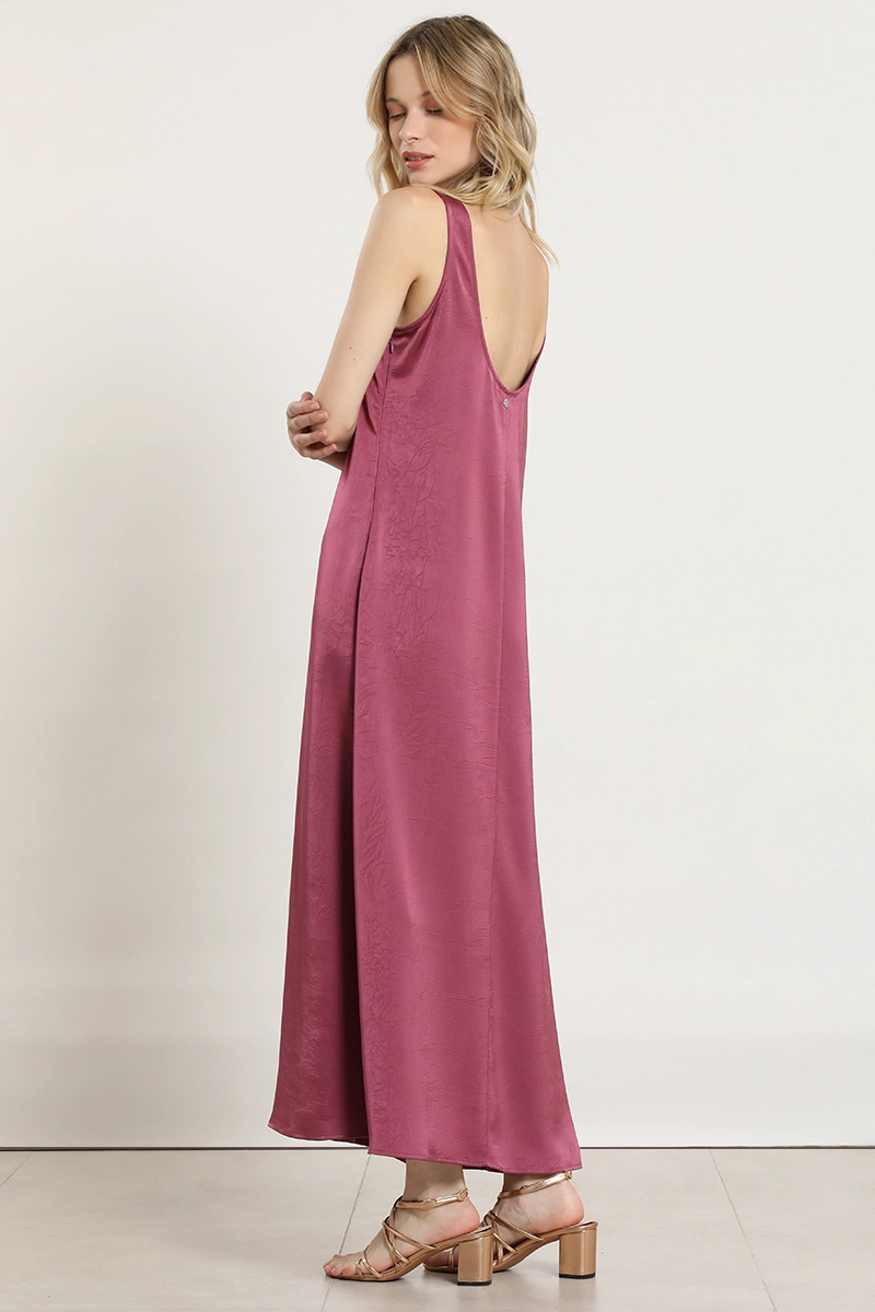 VESTIDO MAXI SATINADO, GUINDA LIOLA - 6