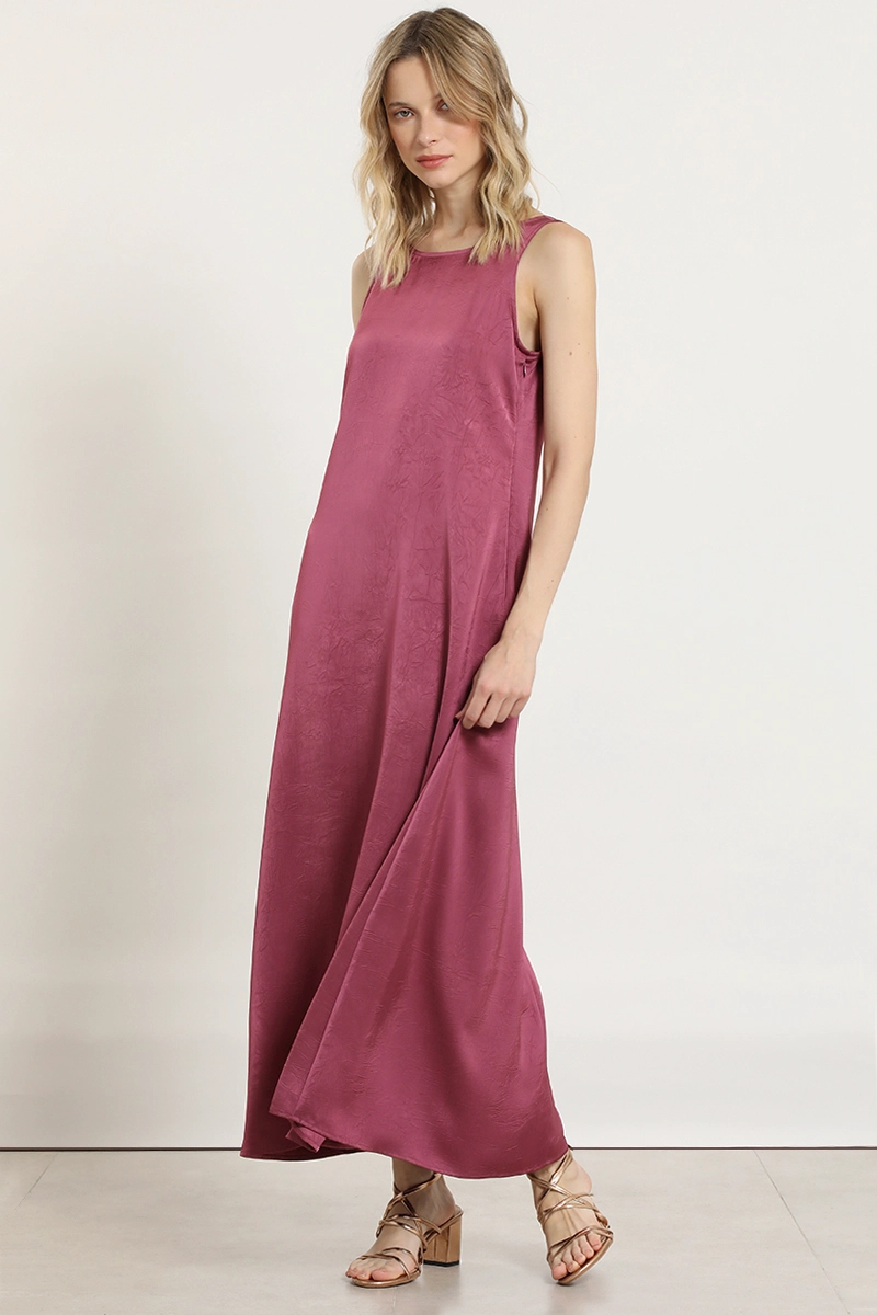 VESTIDO MAXI SATINADO, GUINDA LIOLA - 7