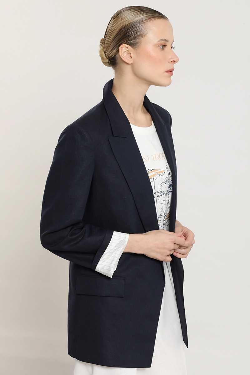 BLAZER CON FORRO CONTRASTE, AZUL LIOLA - 3
