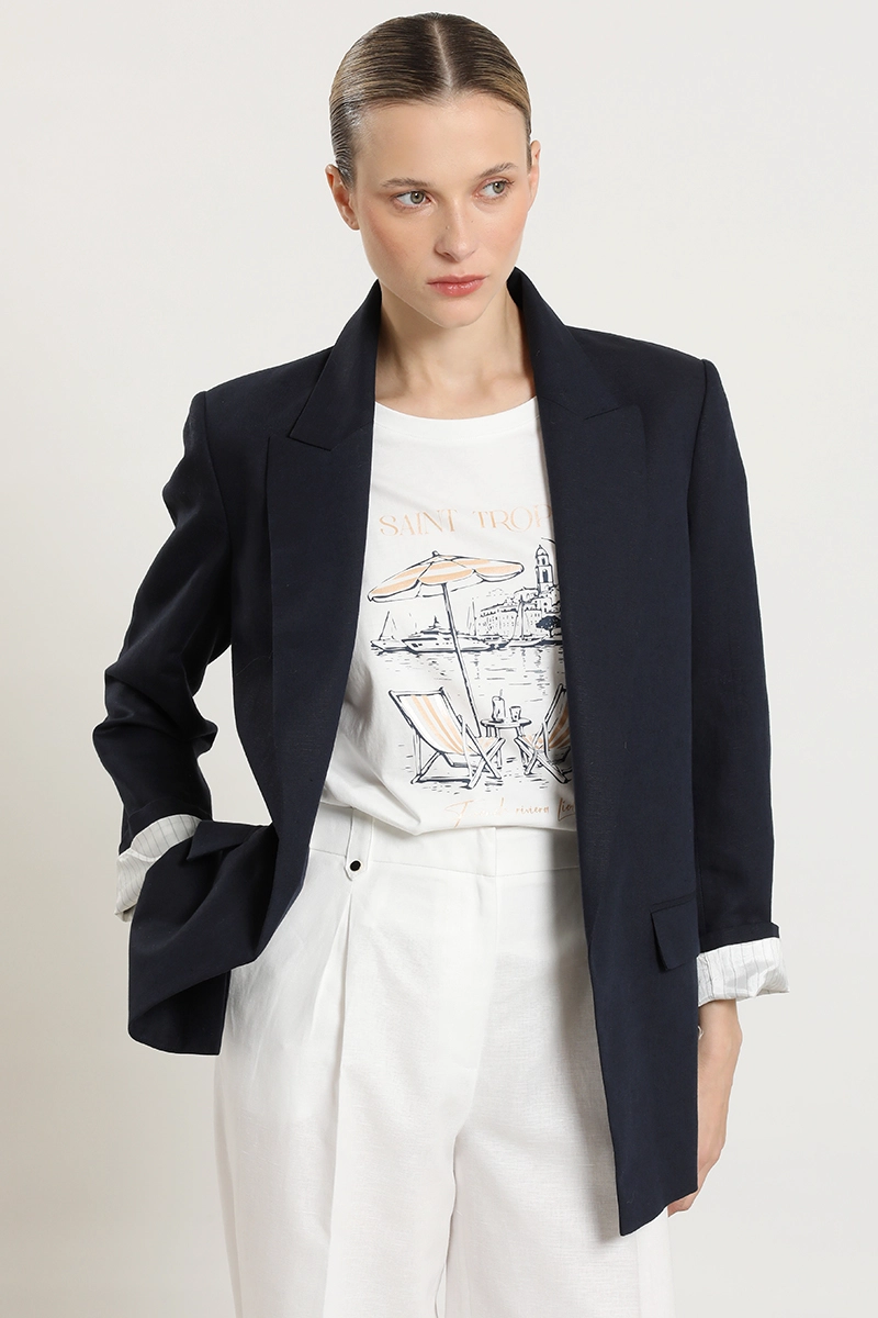 BLAZER CON FORRO CONTRASTE, AZUL LIOLA - 4