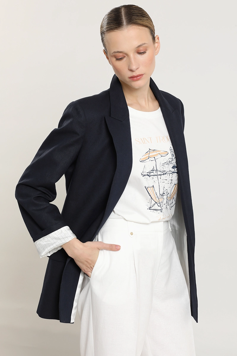 BLAZER CON FORRO CONTRASTE, AZUL LIOLA - 5
