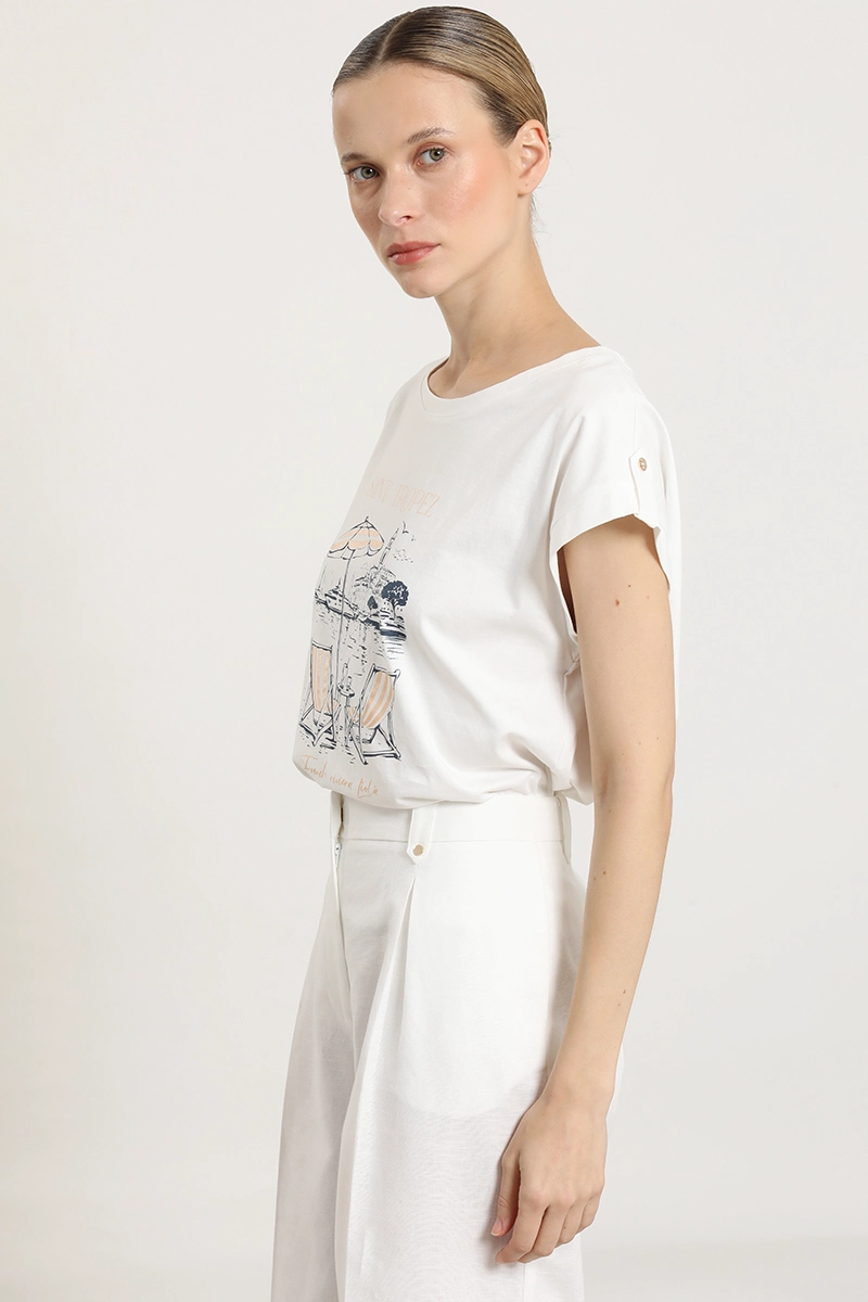 POLERA ESTAMPADO, BOTON MANGA, CRUDO LIOLA - 3
