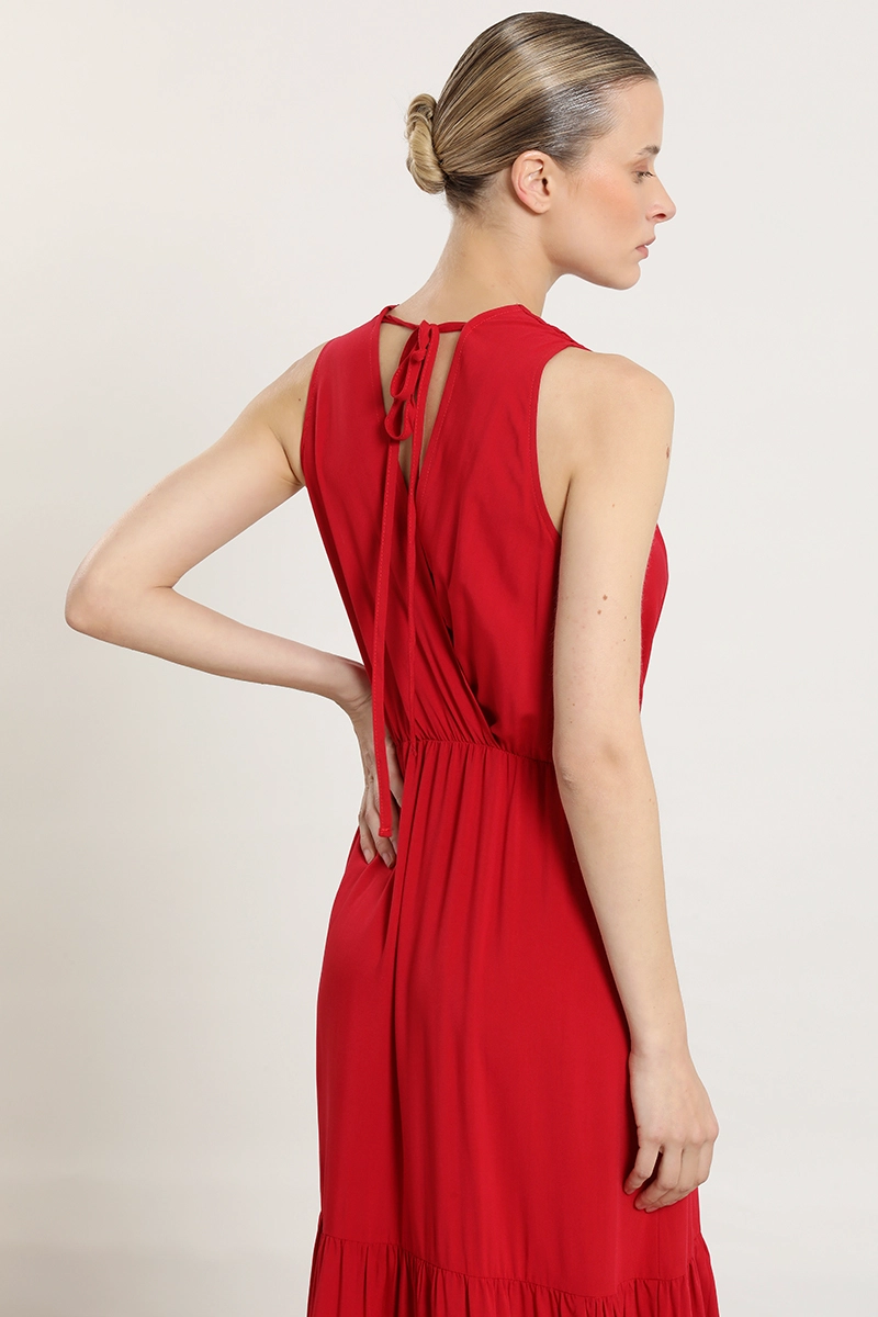 VESTIDO MAXI PANELES, ROJO LIOLA - 2