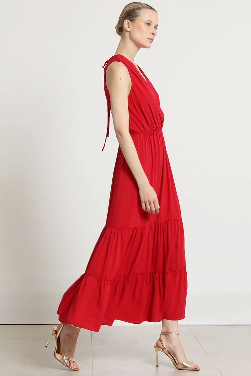 VESTIDO MAXI PANELES, ROJO LIOLA - 3