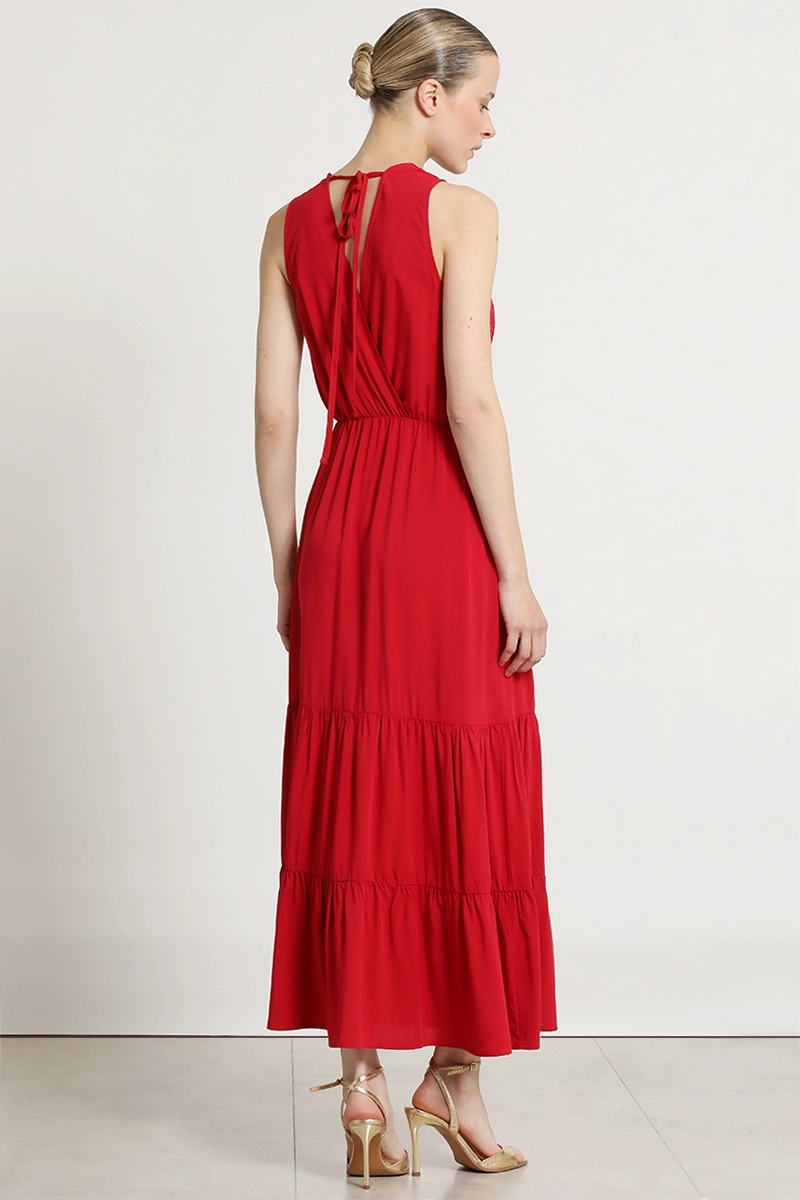 VESTIDO MAXI PANELES, ROJO LIOLA - 5