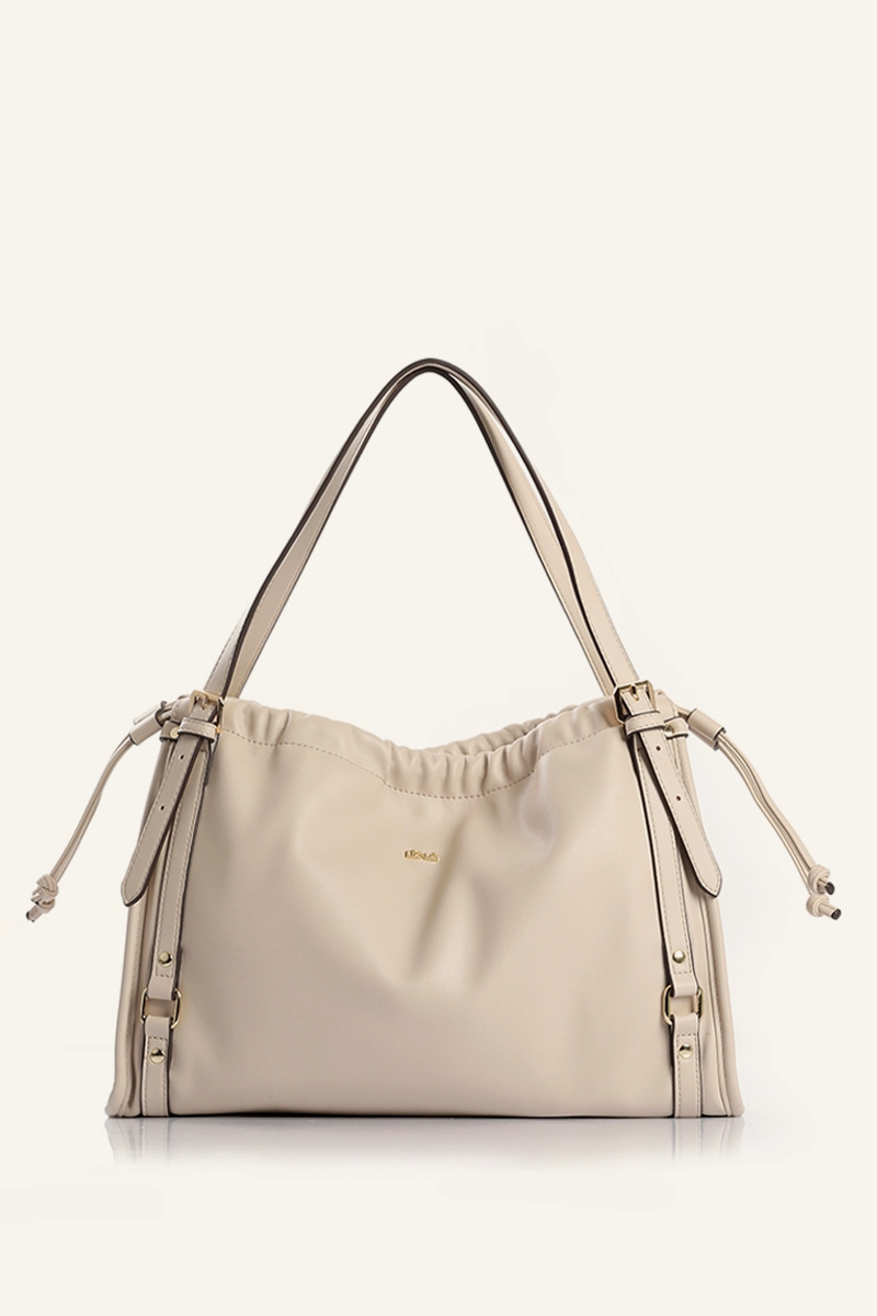 BOLSO MEDIANO SIMIL CUERO BEIGE LIOLA - 1