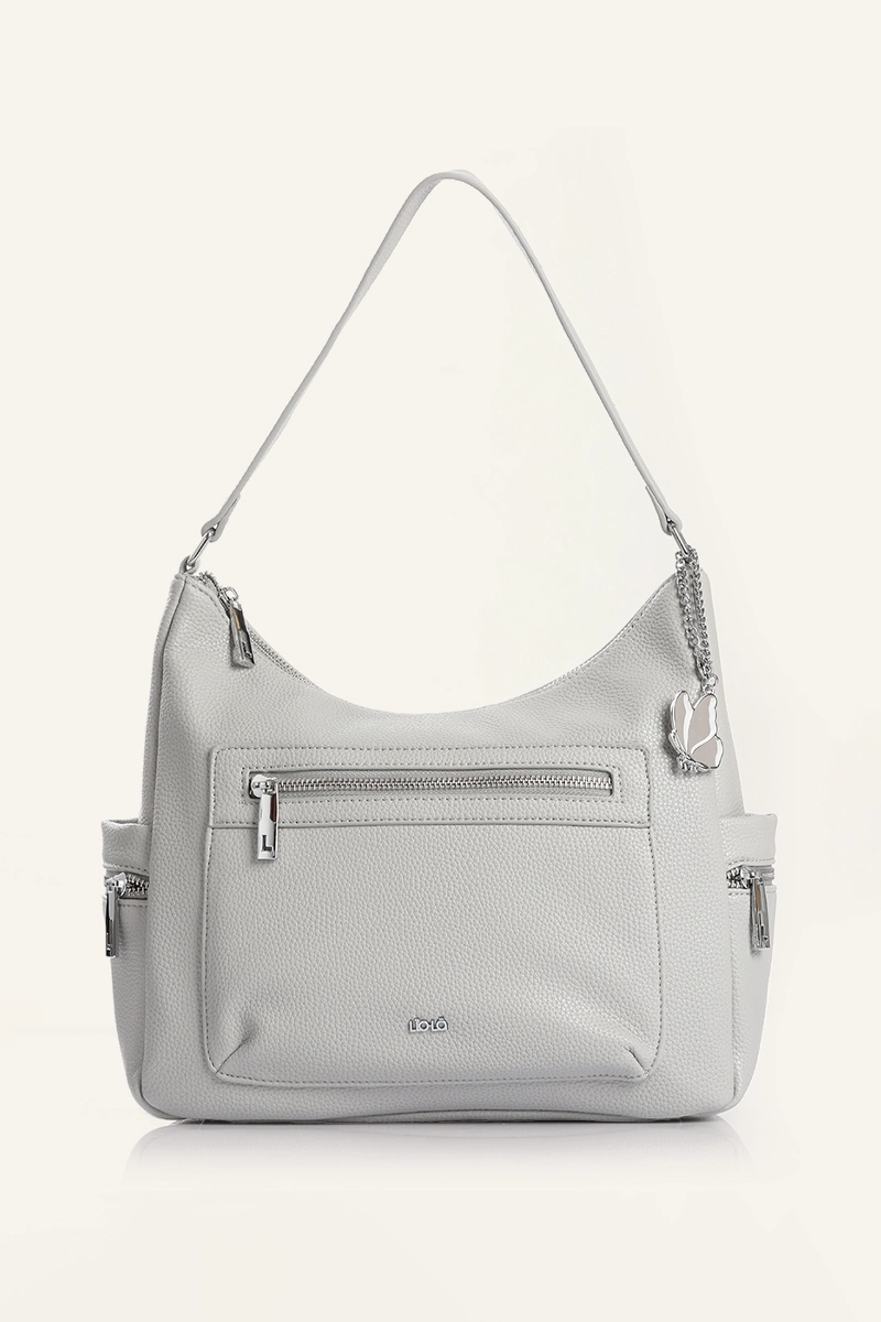 CARTERA CHARM SIMIL CUERO GRIS LIOLA - 1