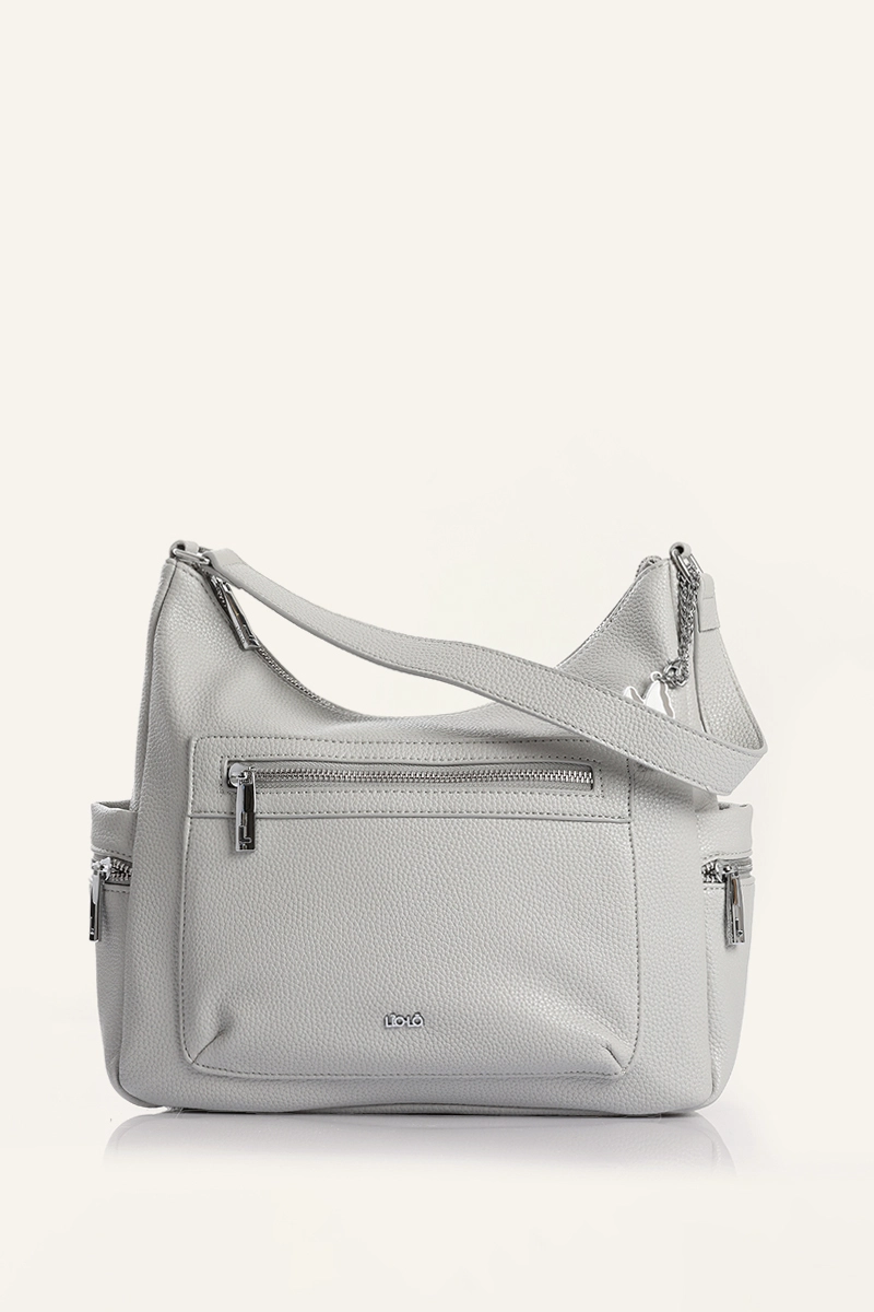 CARTERA CHARM SIMIL CUERO GRIS LIOLA - 4
