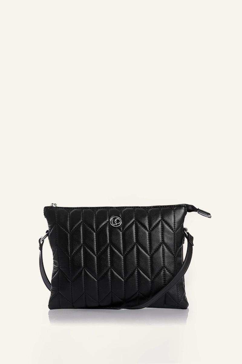 CARTERA QUILTED SIMIL CUERO NEGRO LIOLA - 1