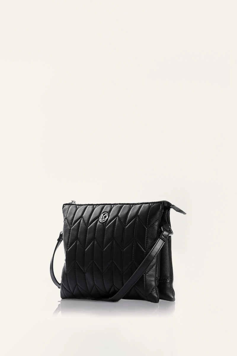 CARTERA QUILTED SIMIL CUERO NEGRO LIOLA - 2