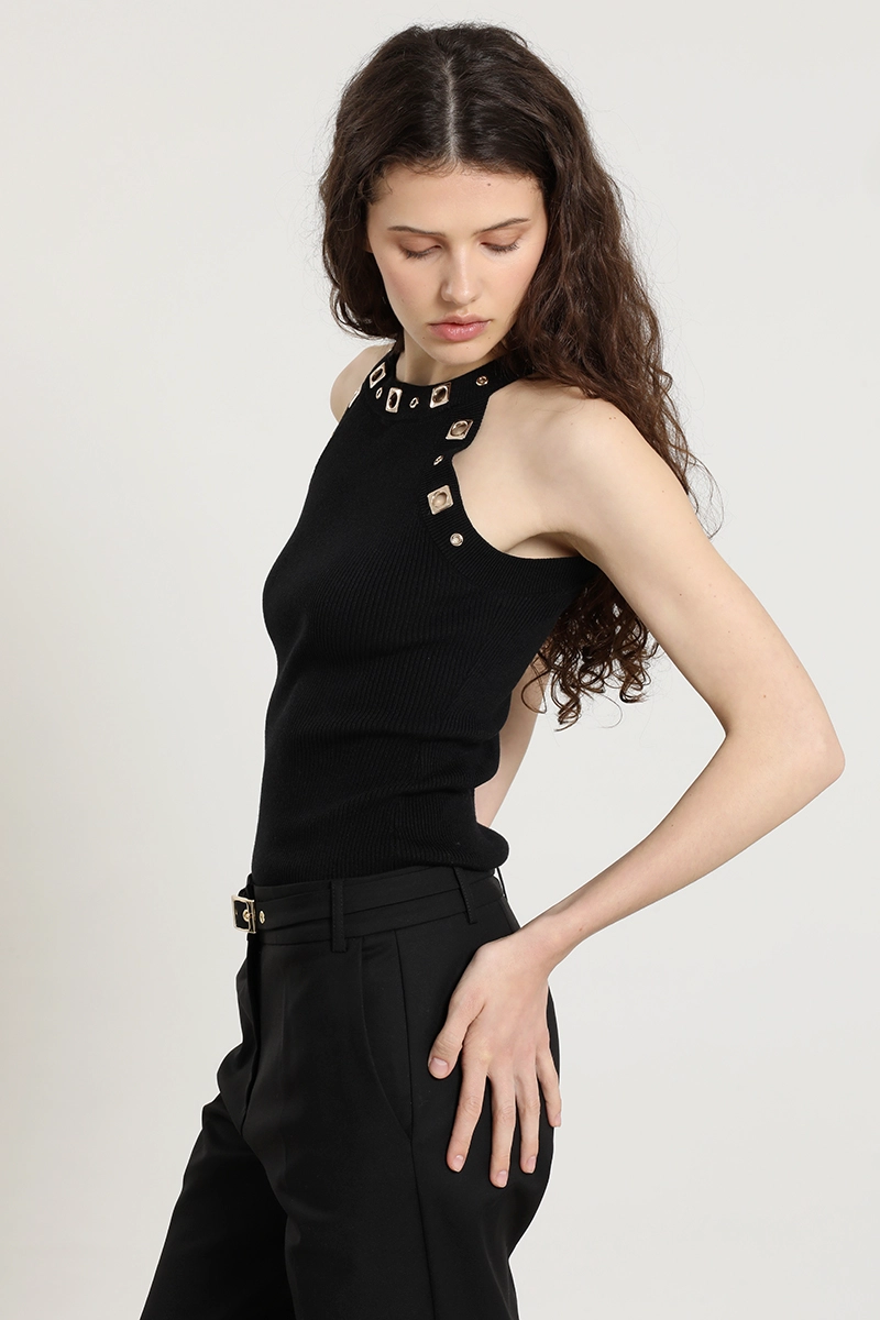 TOP PUNTO, HALTER, TACHAS, NEGRO LIOLA - 6