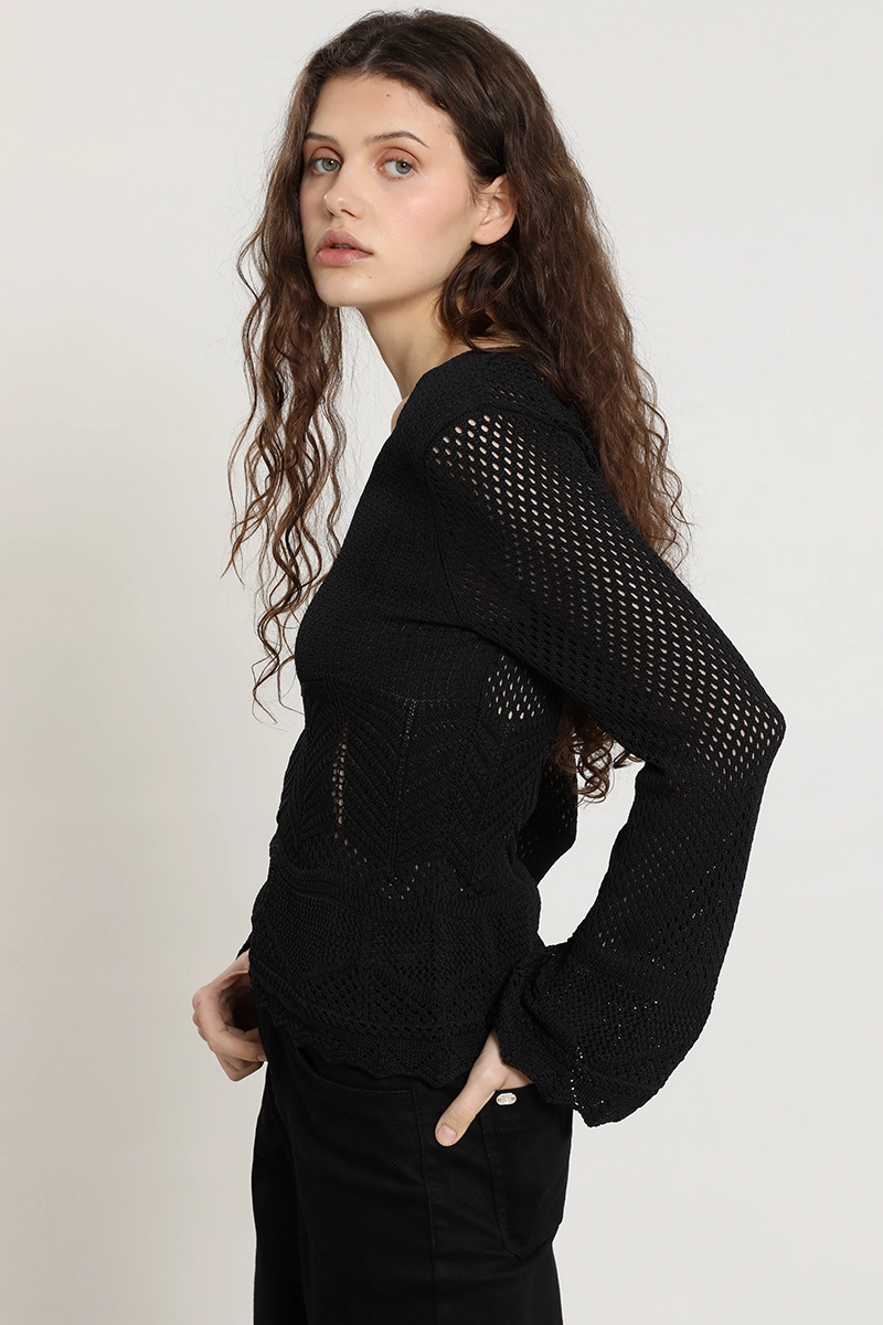 SWEATER PUNTO, FANTASIA, NEGRO LIOLA - 5