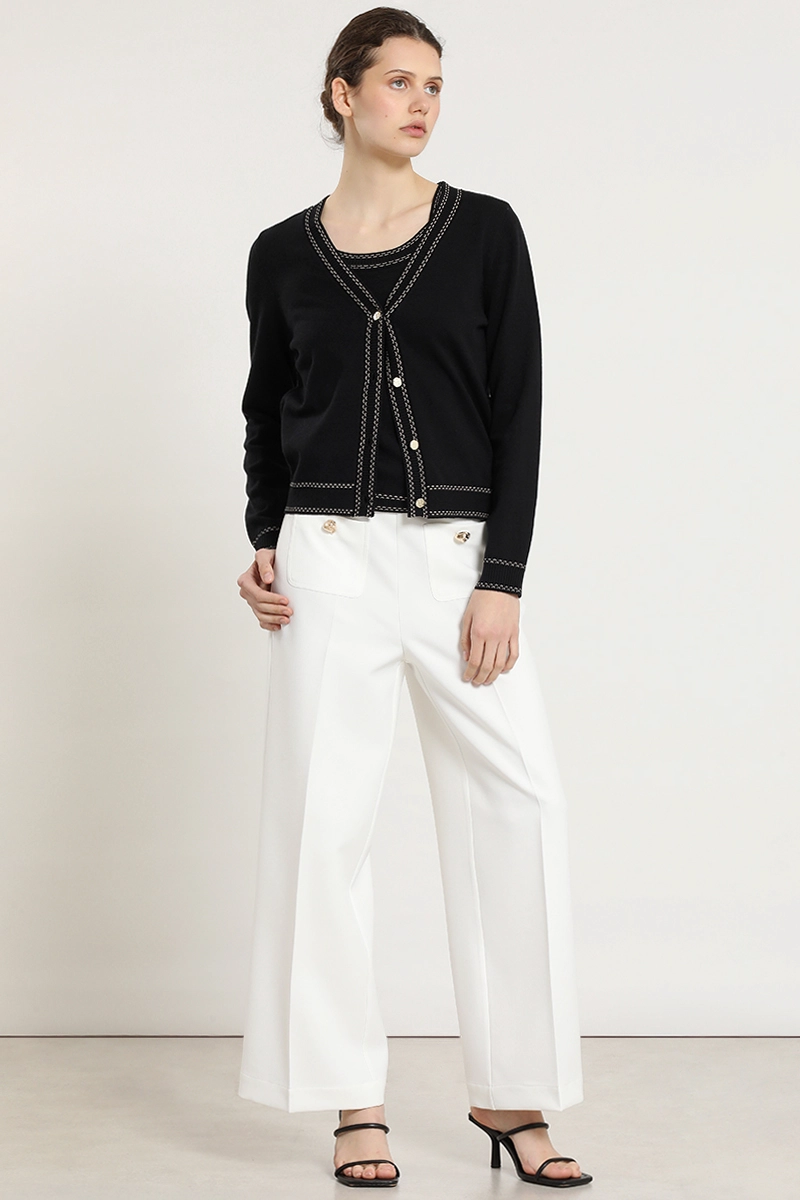 CARDIGAN PUNTO, LINEAS CONTRATONO, NEGRO LIOLA - 2