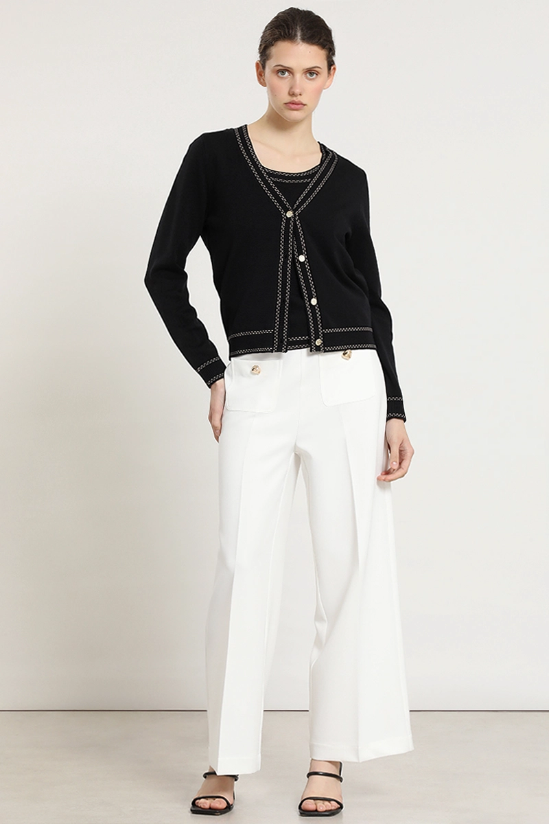 CARDIGAN PUNTO, LINEAS CONTRATONO, NEGRO LIOLA - 4